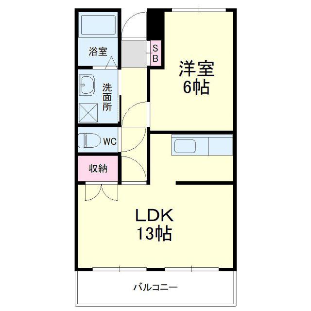 東海ホーム鴨江(1LDK/1階)の間取り写真
