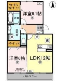 サンヴィオレ C棟(2LDK/1階)の間取り写真