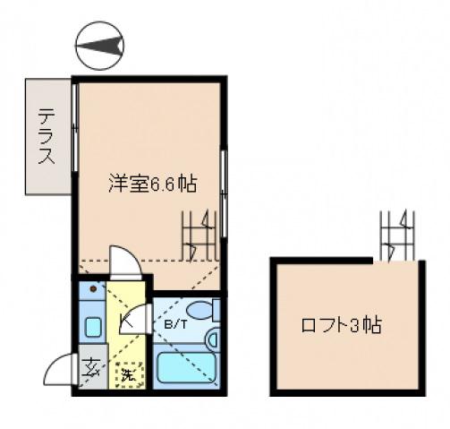 RARA金町(1K/1階)の間取り写真