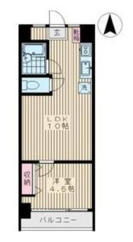 西台ペガサスビル(1DK/2階)の間取り写真