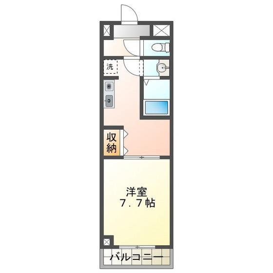 コスモタウン(1DK/2階)の間取り写真