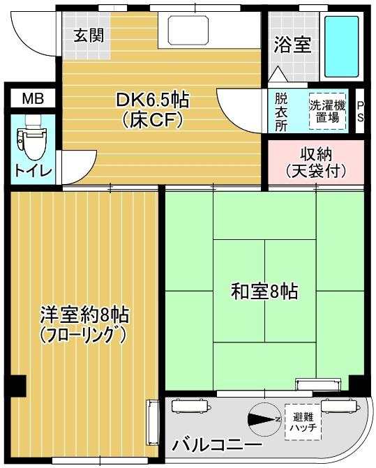 エリア18(2DK/3階)の間取り写真