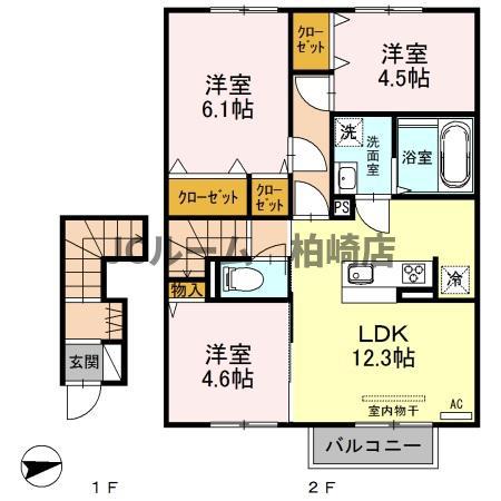 シュエット フルール(3LDK/2階)の間取り写真