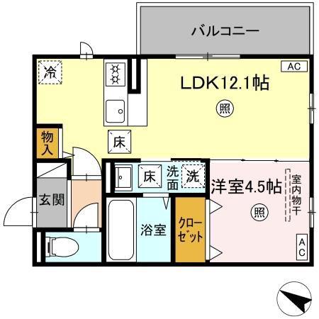 ピノ・ジョヴァーネ(1LDK/1階)の間取り写真