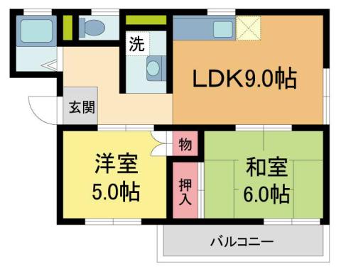 ダイアパイン(2DK/2階)の間取り写真