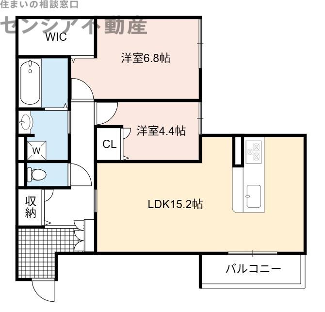 ウィズパークノーサイド(2LDK/1階)の間取り写真