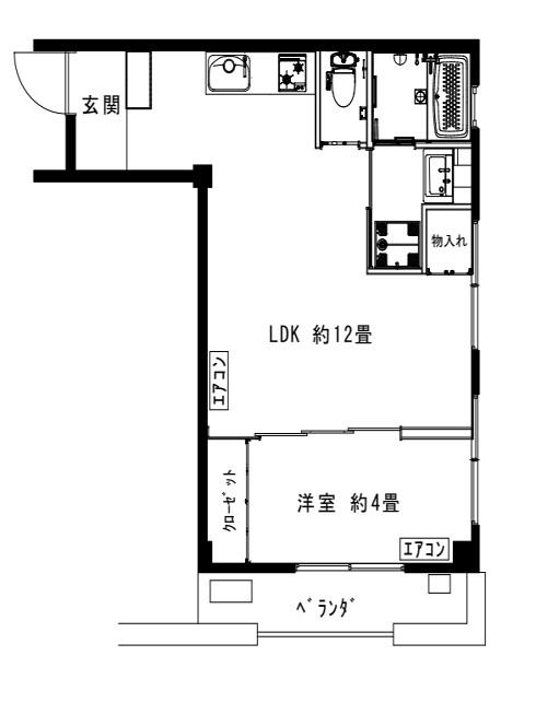 都立大カントリー倶楽部(1LDK/3階)の間取り写真