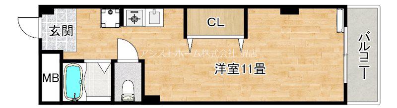 白龍ビル(ワンルーム/5階)の間取り写真