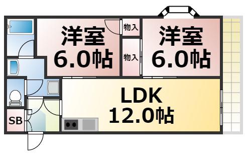 ハイツヒルトン・パートII(2LDK/7階)の間取り写真