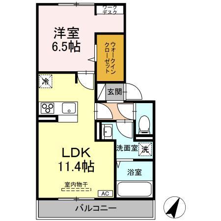 プレシボヌール弥永(1LDK/3階)の間取り写真