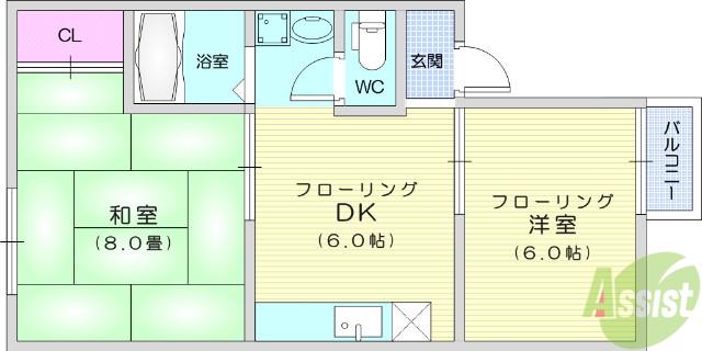 303コーポ(2DK/2階)の間取り写真