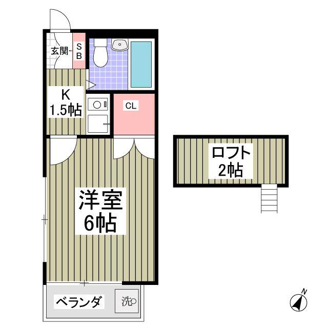 リブレス清瀬(1K/2階)の間取り写真