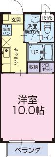 シャルマン森岡(1K/2階)の間取り写真