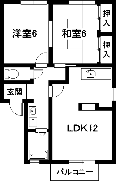 ハートホーム江島 A棟(2LDK/1階)の間取り写真