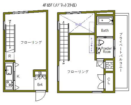 ラ・リベルタ(1LDK/4階)の間取り写真