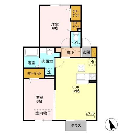 リバーハイツ(2LDK/1階)の間取り写真