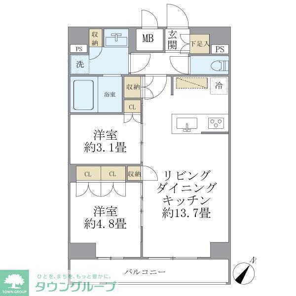ジオエント駒込(2LDK/6階)の間取り写真