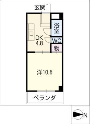 クレスト仁(1DK/4階)の間取り写真