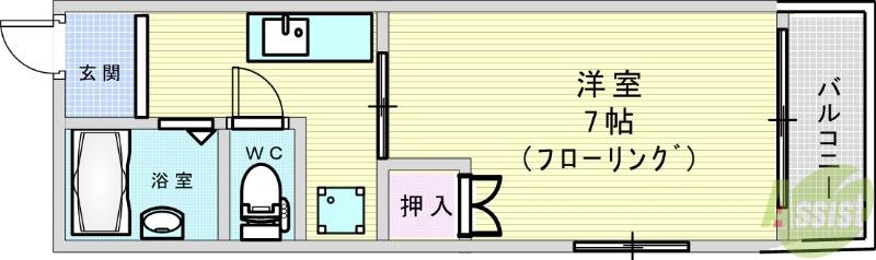 ニシキマンション(1K/2階)の間取り写真