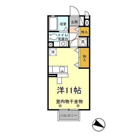 エトワール(ワンルーム/2階)の間取り写真
