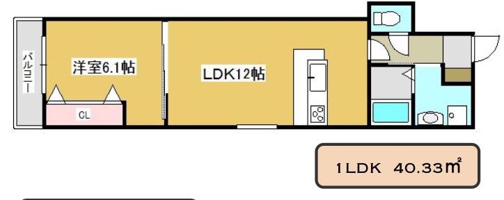 ブロンテ北在家(1LDK/2階)の間取り写真