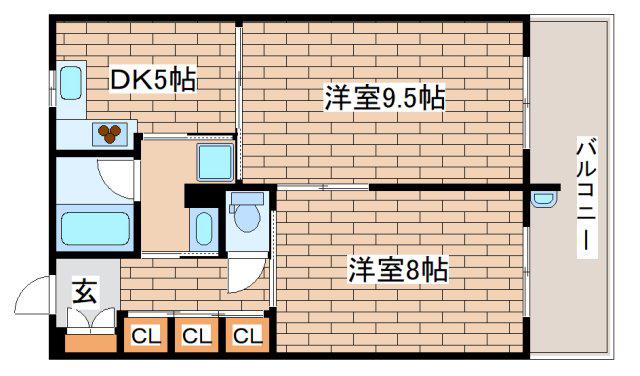 フラット長田北町(2DK/4階)の間取り写真