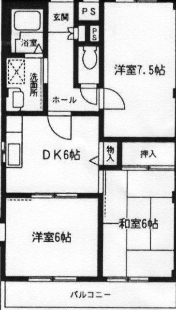 パークハイム登戸(3DK/3階)の間取り写真