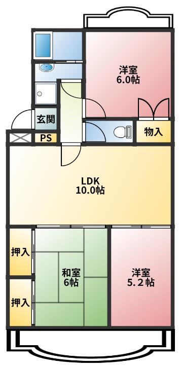 コンフォート・K(3LDK/3階)の間取り写真