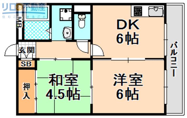 中島マンション(2DK/3階)の間取り写真