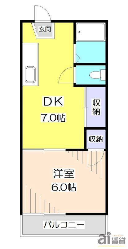 プレジオU(1DK/1階)の間取り写真