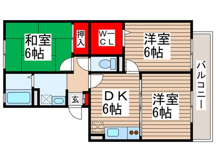ジュネススズキ(3DK/1階)の間取り写真