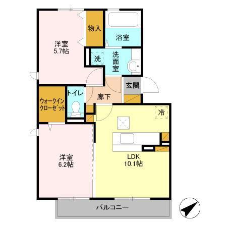LIEN(2LDK/1階)の間取り写真