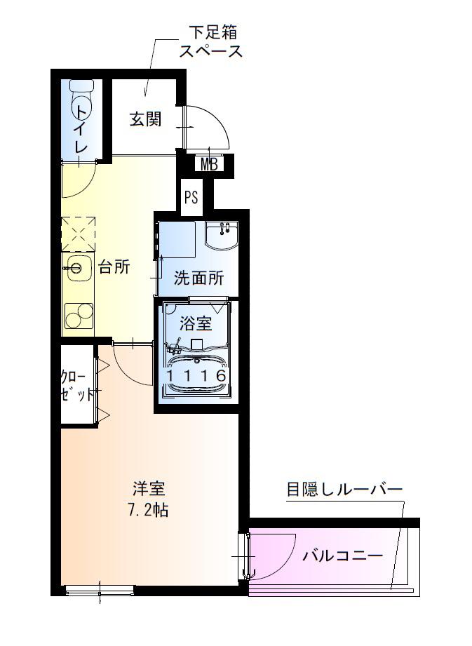 フジパレス阪急園田イーストIII番館(1K/2階)の間取り写真