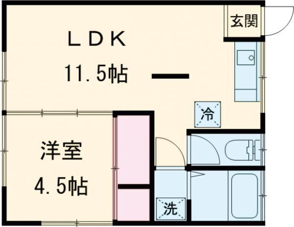 アトリエハウスI(1LDK/2階)の間取り写真