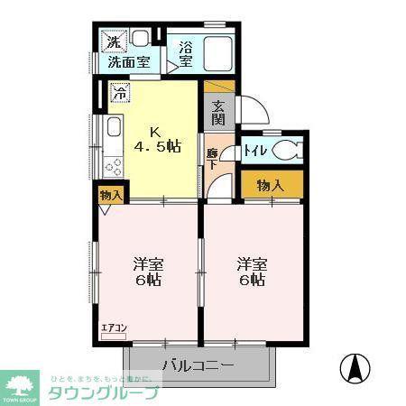 NJ・COURT(2K/2階)の間取り写真
