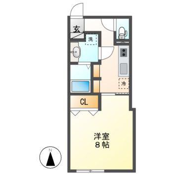 LUORE大曽根(1K/2階)の間取り写真