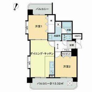 ライオンズマンション北22条(2DK/8階)の間取り写真