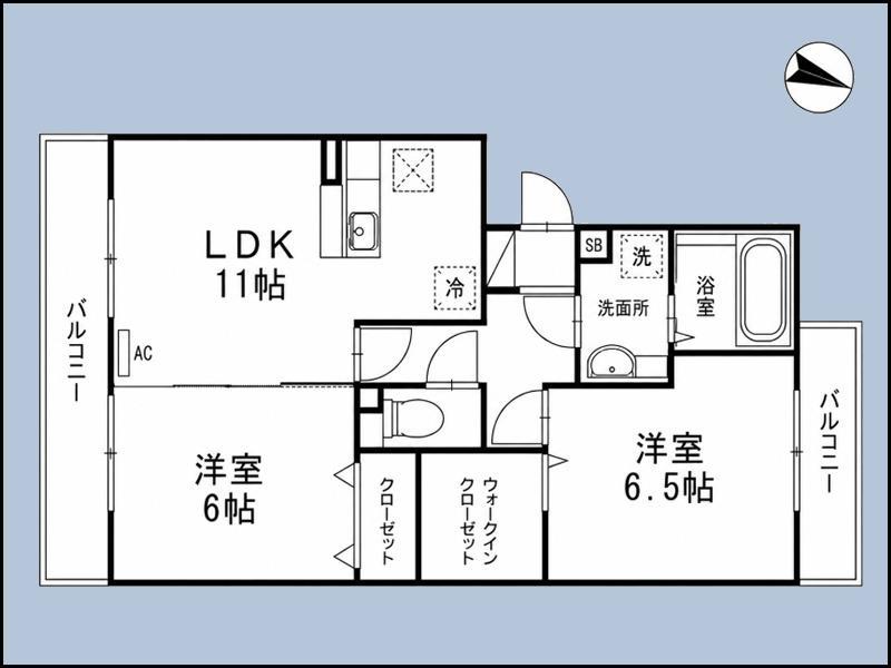 レイクサイド B(2LDK/2階)の間取り写真