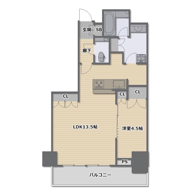 グランドメゾン新梅田タワー THE CLUB RESIDENCE(1LDK/11階)の間取り写真