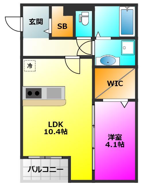 ガレア高宮(1LDK/2階)の間取り写真