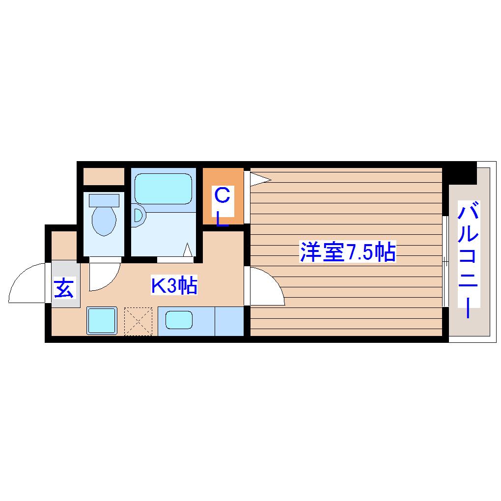 正栄ビル西公園(1K/3階)の間取り写真