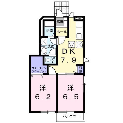 エントピア名和北C(2DK/1階)の間取り写真