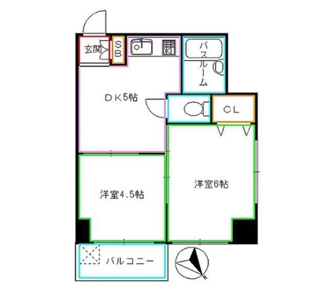 花崎ビル(2DK/4階)の間取り写真