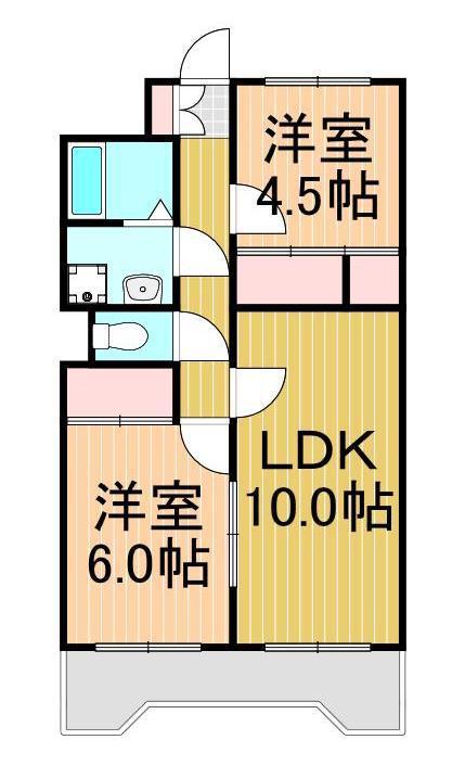 アルベール大門(2LDK/4階)の間取り写真