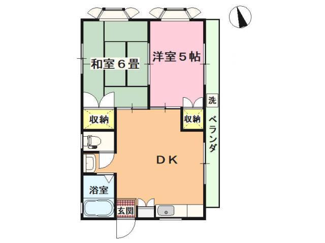 ハウスメント川奈(2DK/2階)の間取り写真