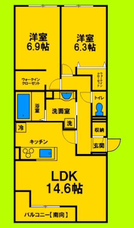 ＪＲ東海道本線 立花駅 徒歩7分 3階建 築3年(2LDK/2階)の間取り写真
