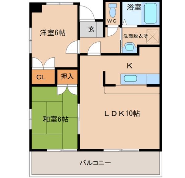 シャルム和知川原(2LDK/4階)の間取り写真
