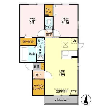 グリーンテラス1(2LDK/1階)の間取り写真