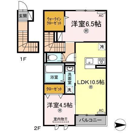 ルヴァン ドゥ ソレイユ(2LDK/2階)の間取り写真