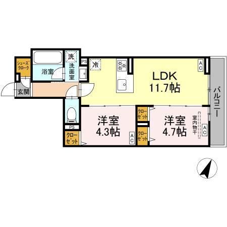 セレスティア上鷺宮II(2LDK/3階)の間取り写真